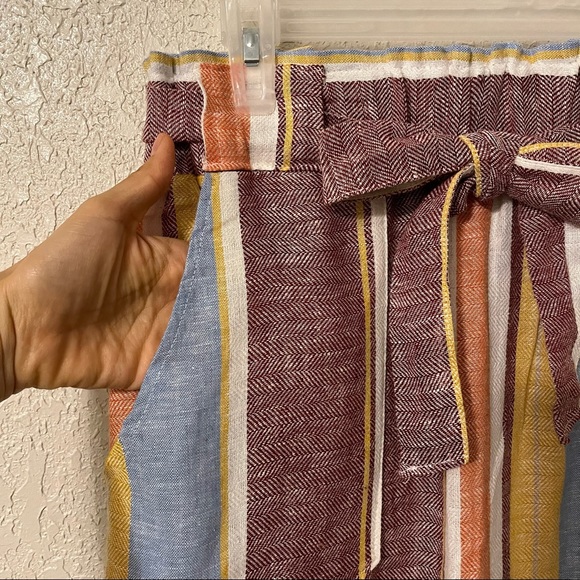 Indigo Rein women’s linen blend stripe mini skirt with pockets, L, multi colored - Picture 5 of 7